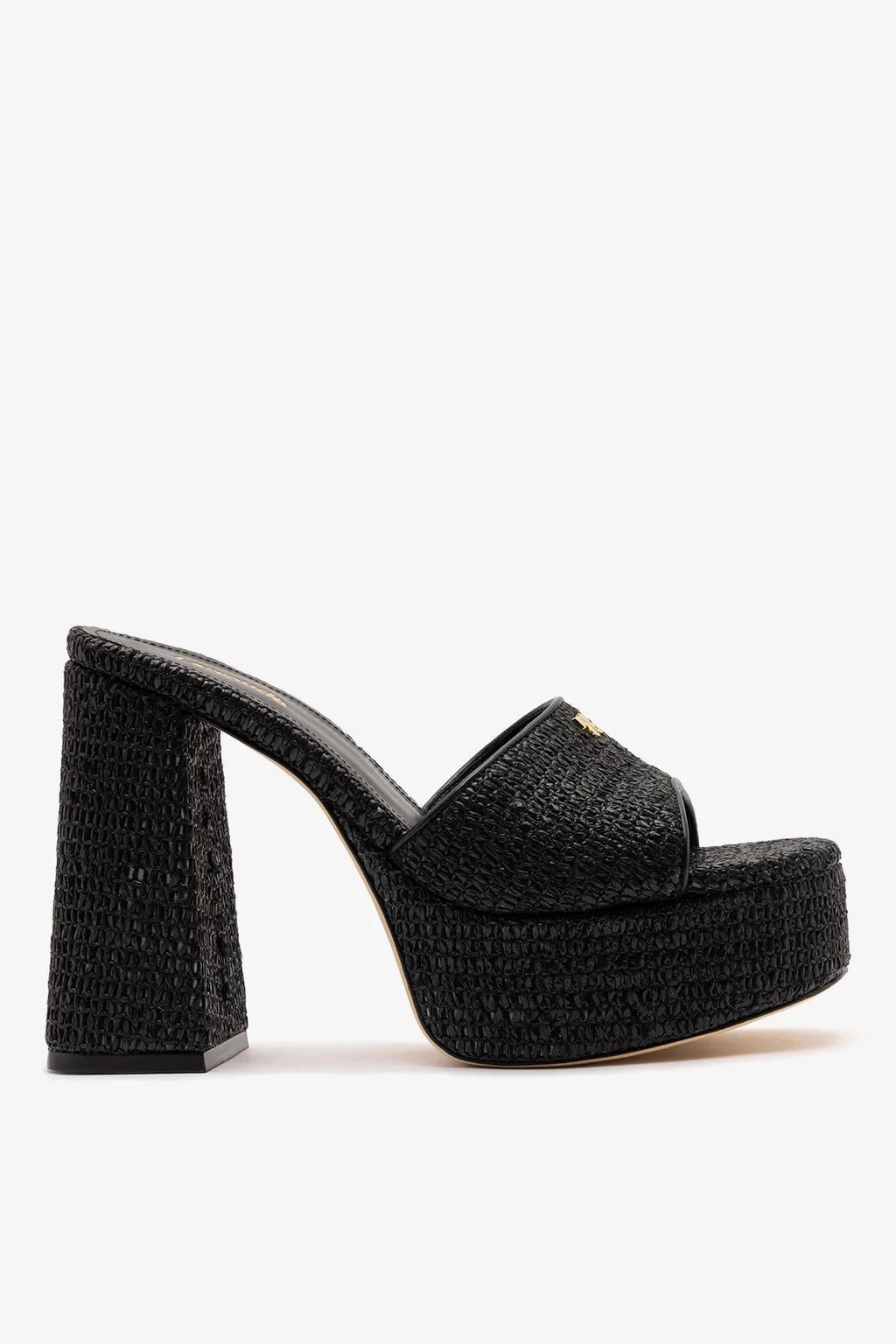 Dolly Platform Mule Black Raffia