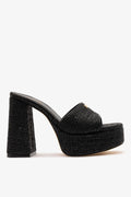 Dolly Platform Mule Black Raffia