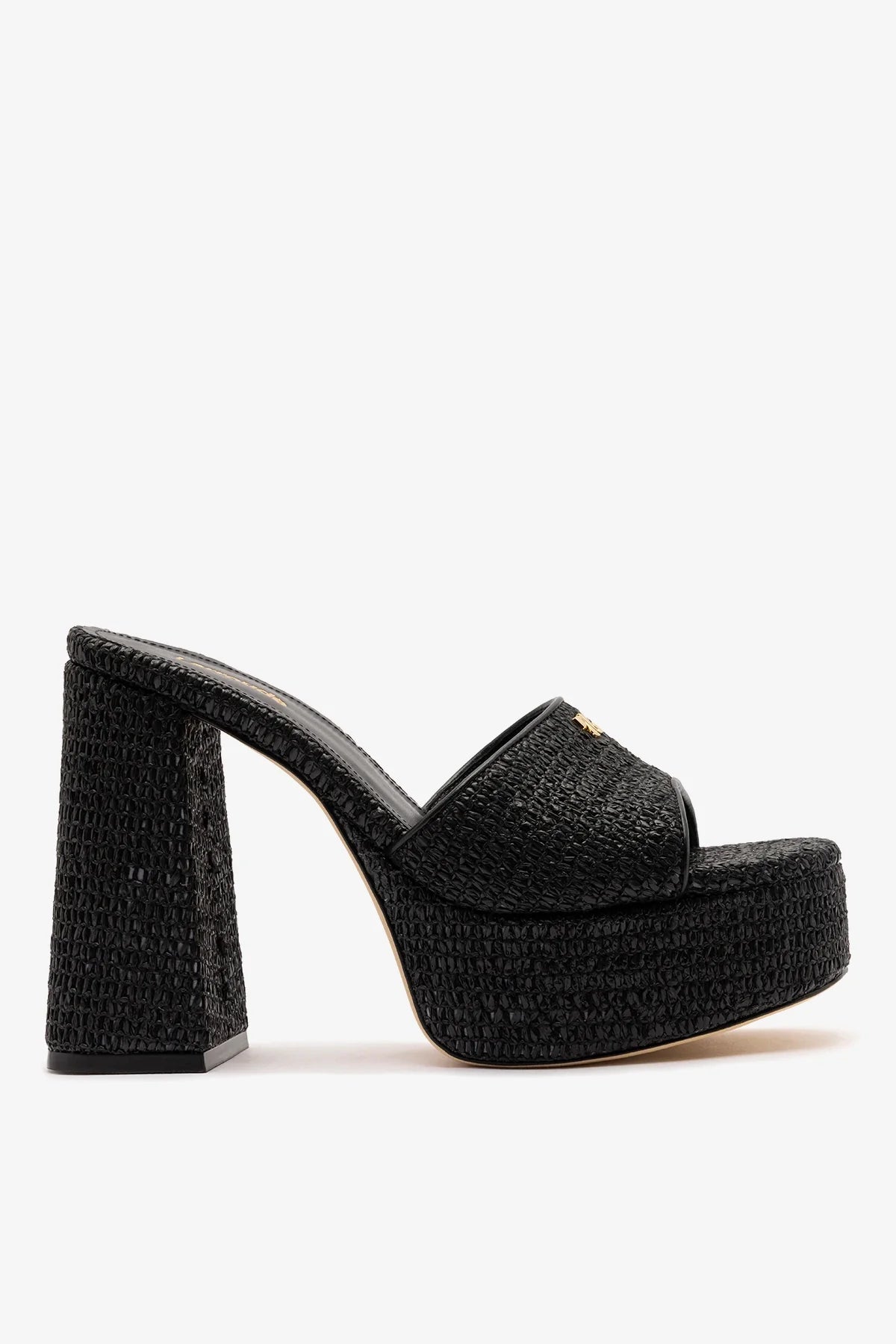 Dolly Platform Mule Black Raffia