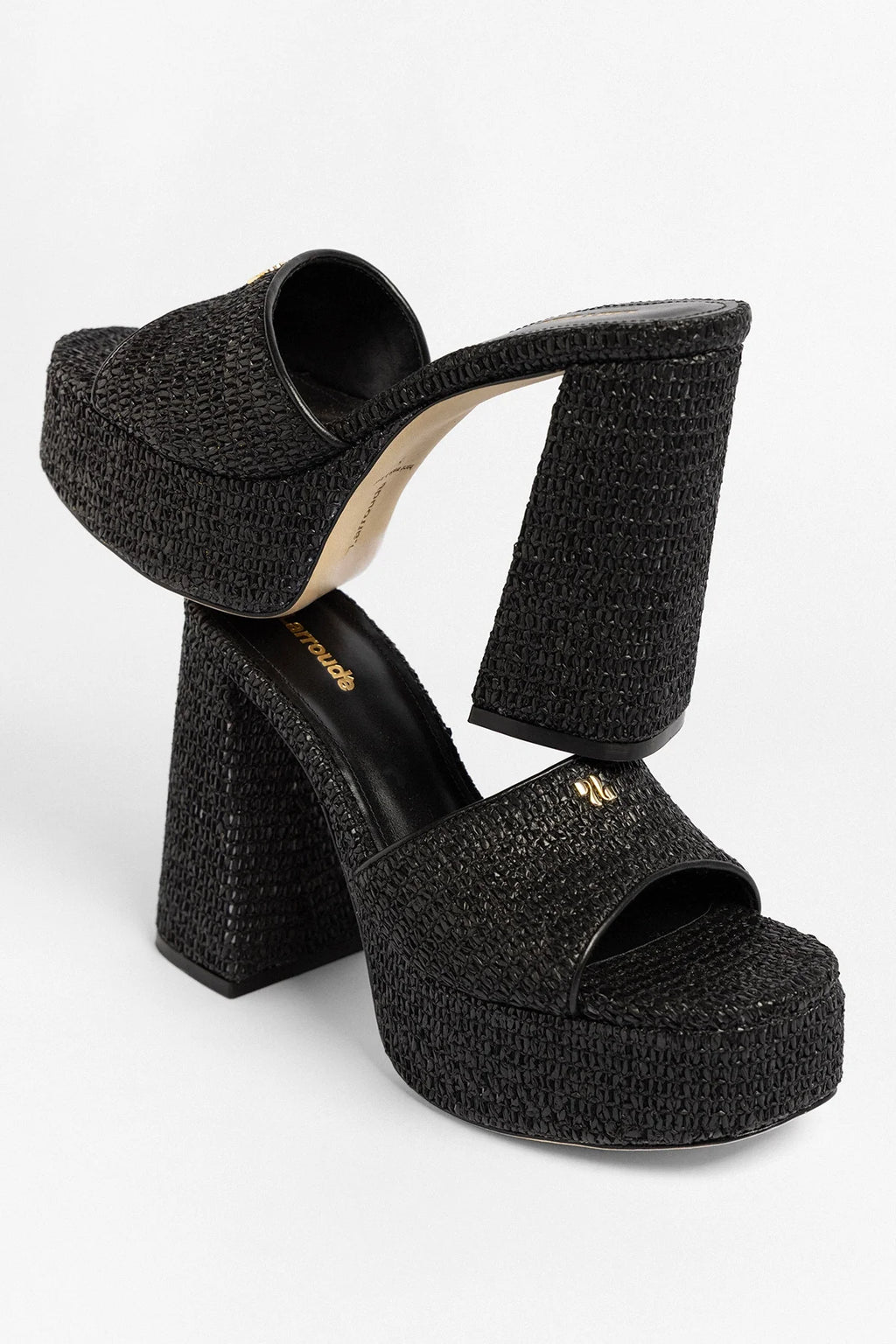 Dolly Platform Mule Black Raffia