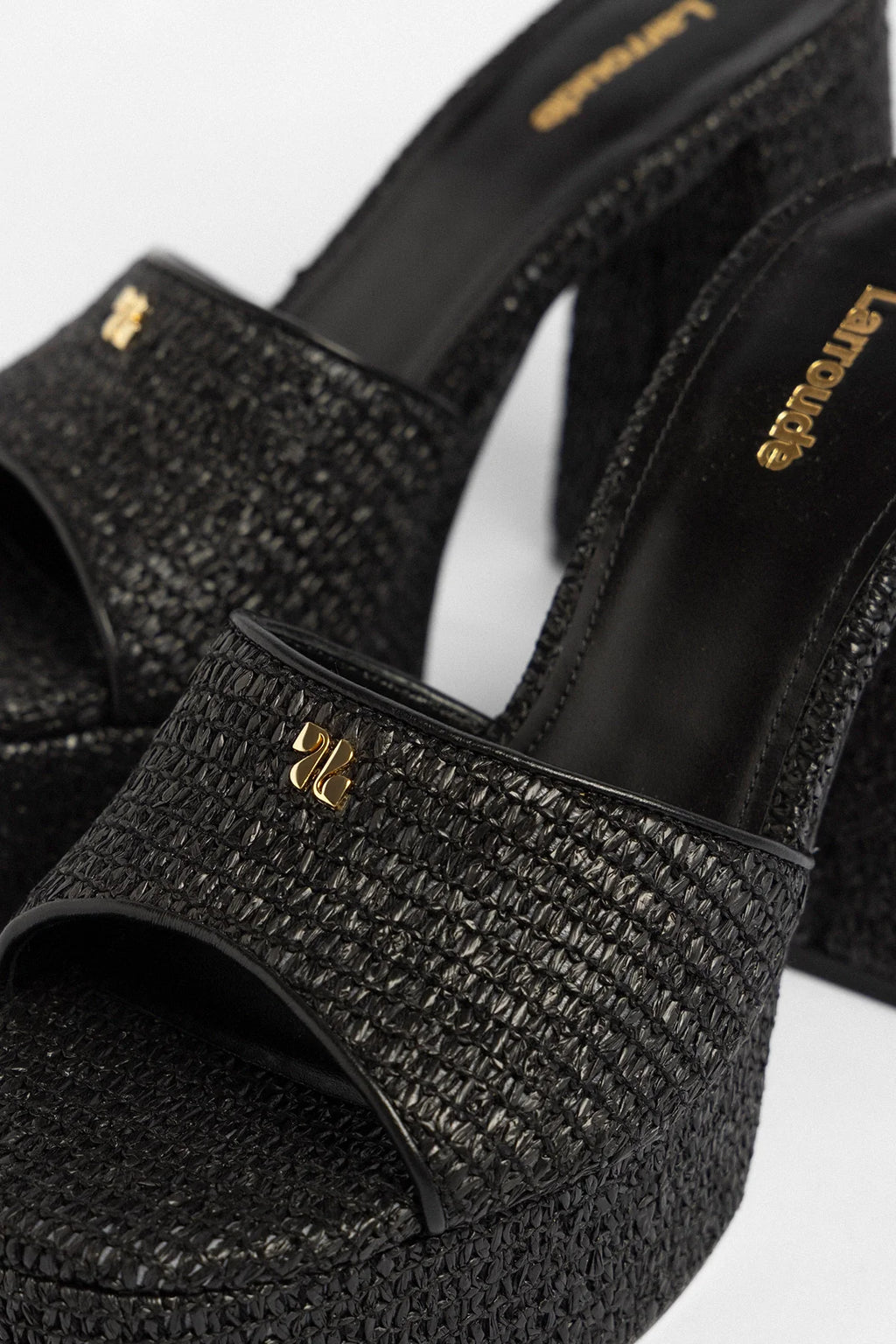 Dolly Platform Mule Black Raffia