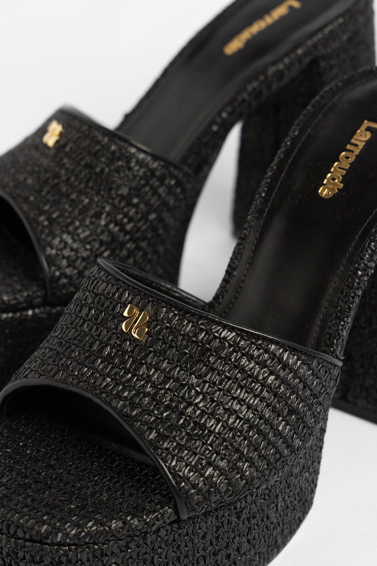 Dolly Platform Mule Black Raffia