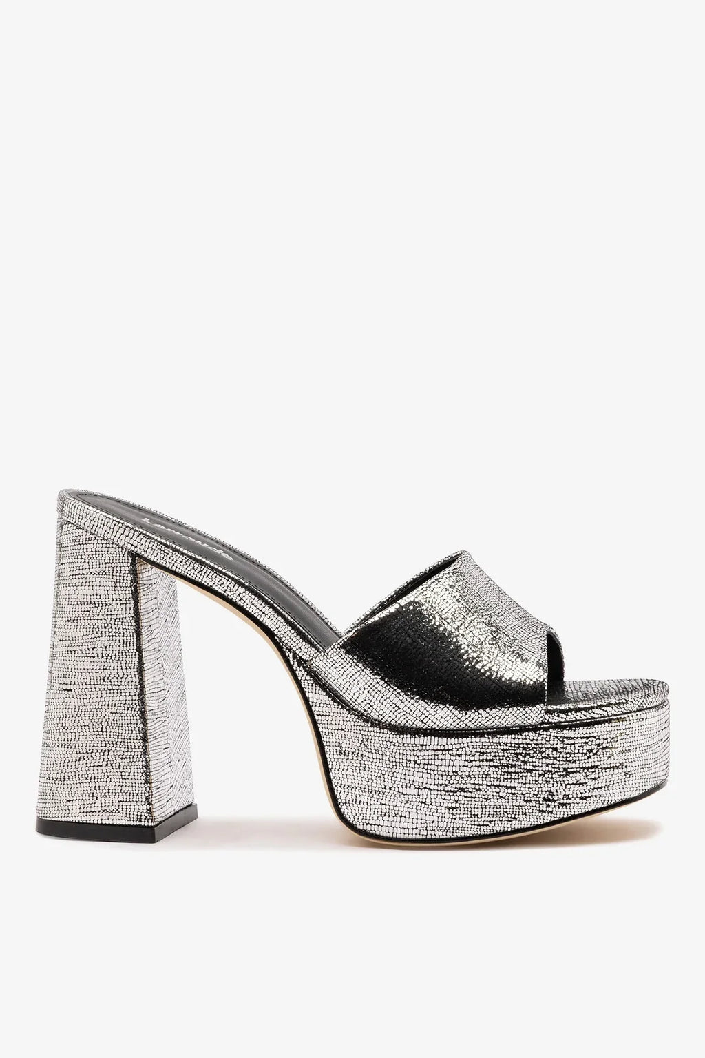 Dolly Platform Mule Silver Leather