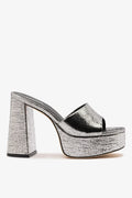 Dolly Platform Mule Silver Leather