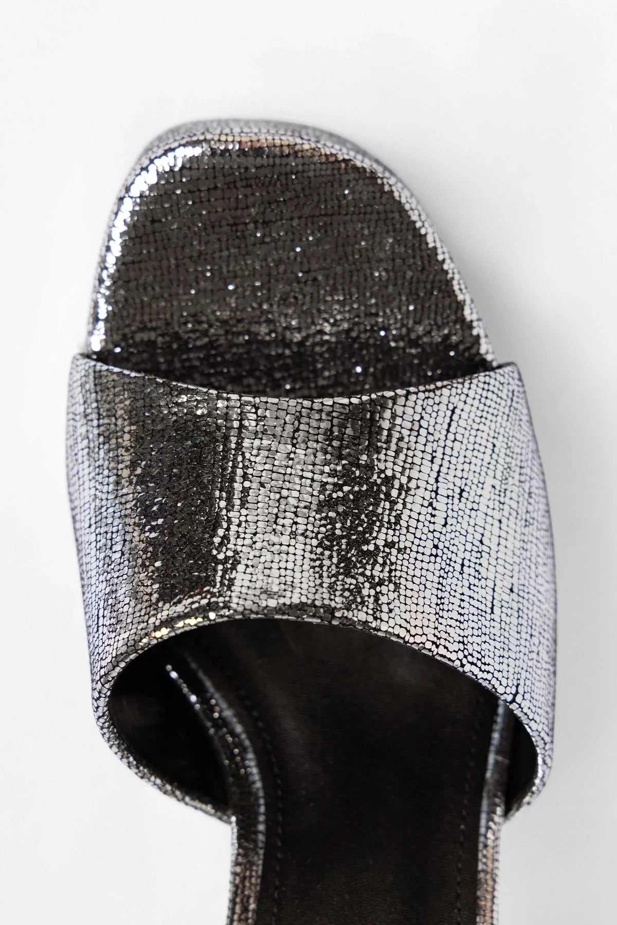 Dolly Platform Mule Silver Leather