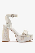 Larroudé x Markarian Dolly Sandal In Yvette Ivory Brocade