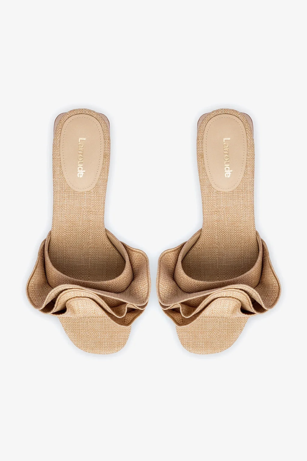 Brigitte Ruffle Mule In Beige Raffia
