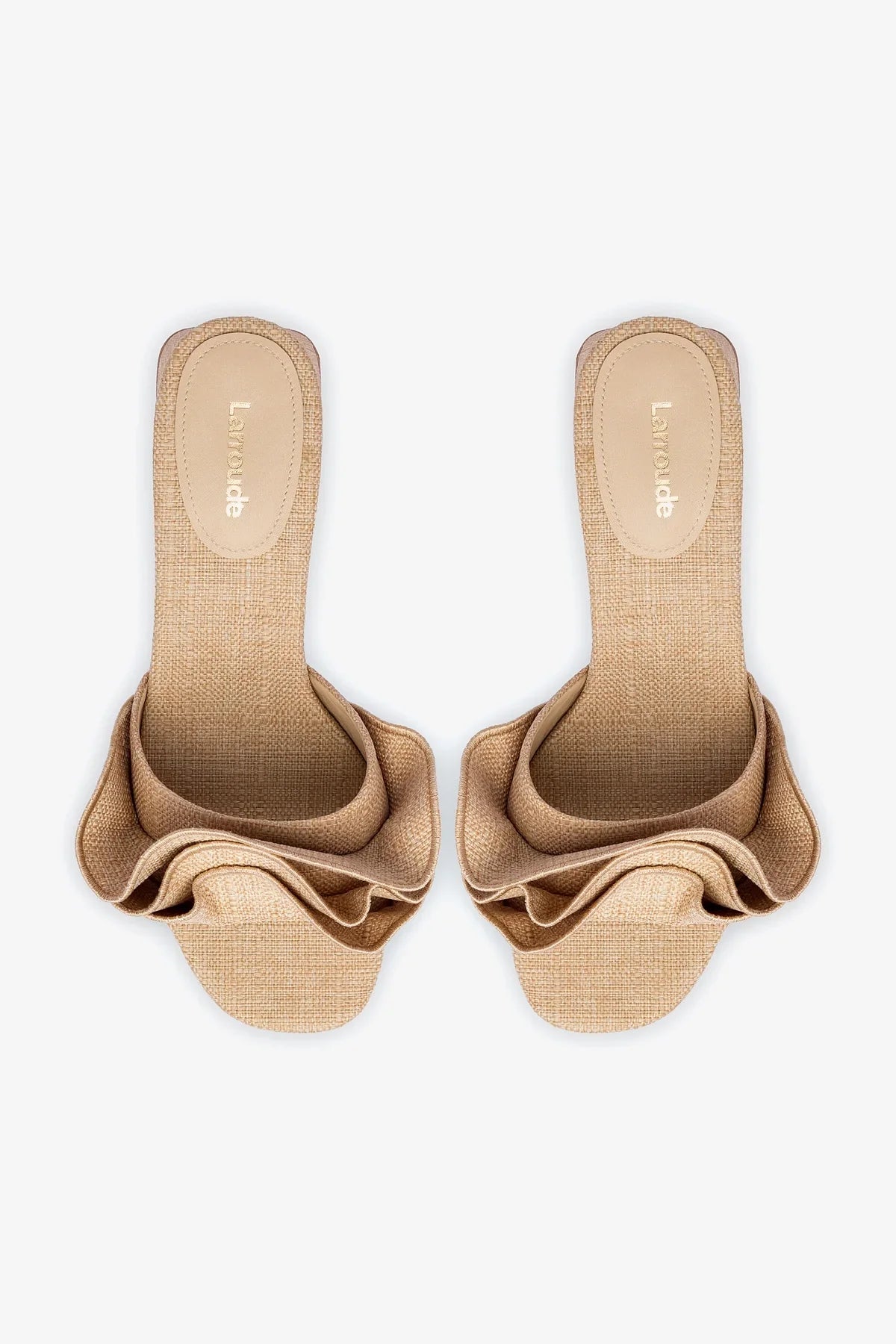 Brigitte Ruffle Mule In Beige Raffia