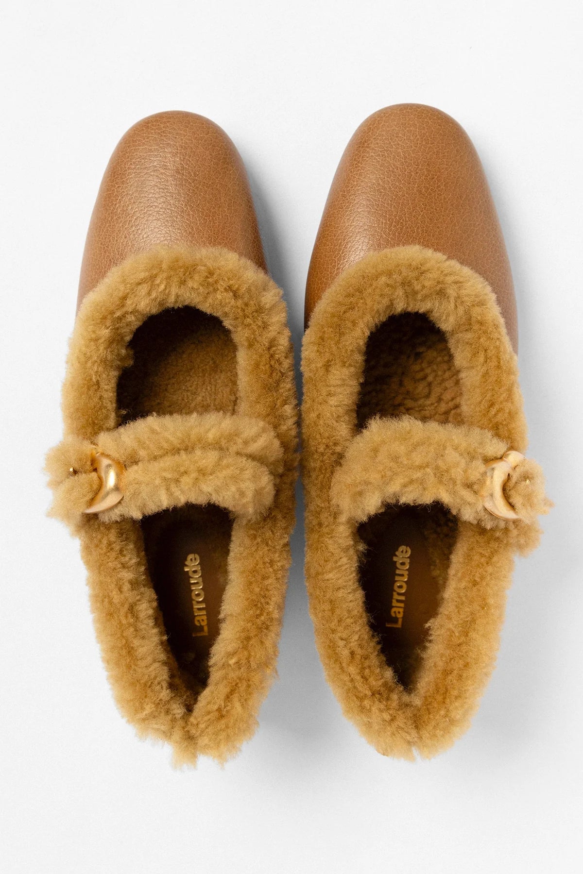 Verona Shearling Ballet Flat Russet Leather