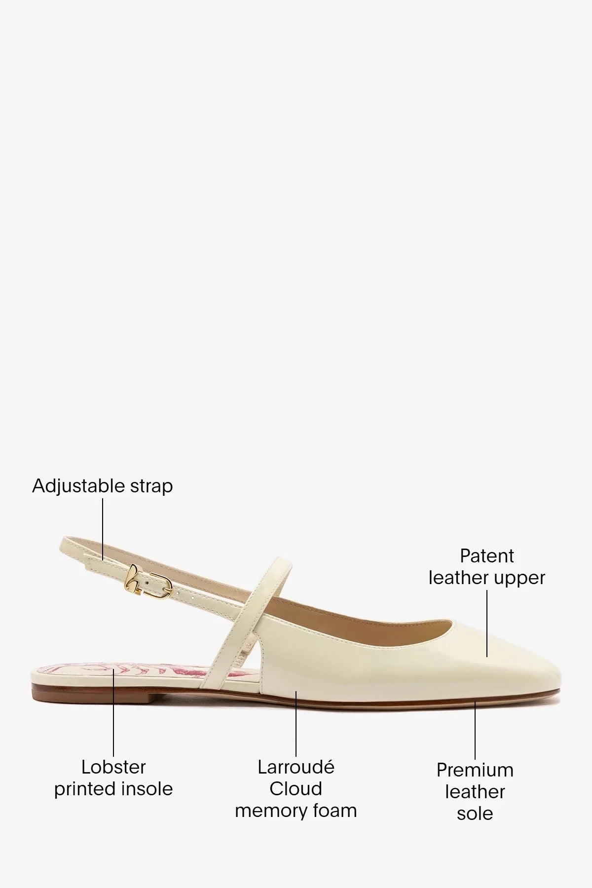 Georgina Ballet Flat Ivory Patent Leather