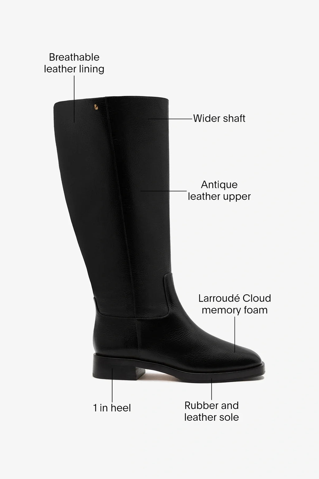 Anne Wide Boot Black Leather