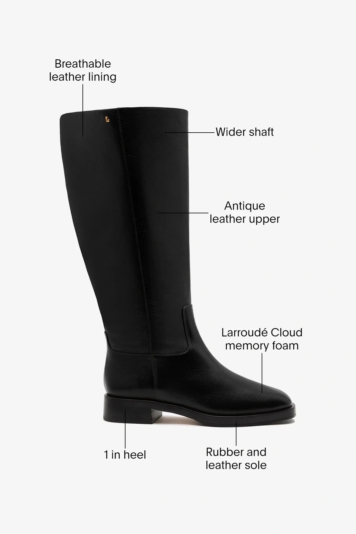 Anne Wide Boot Black Leather