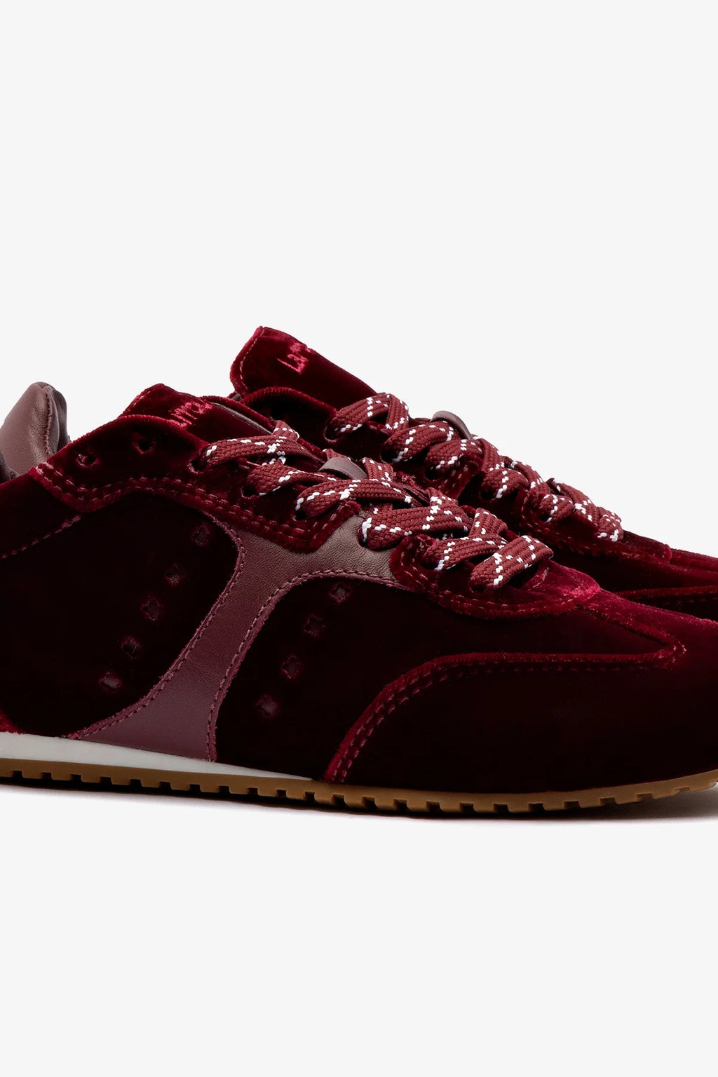 Stella Sneaker In Wine Velvet