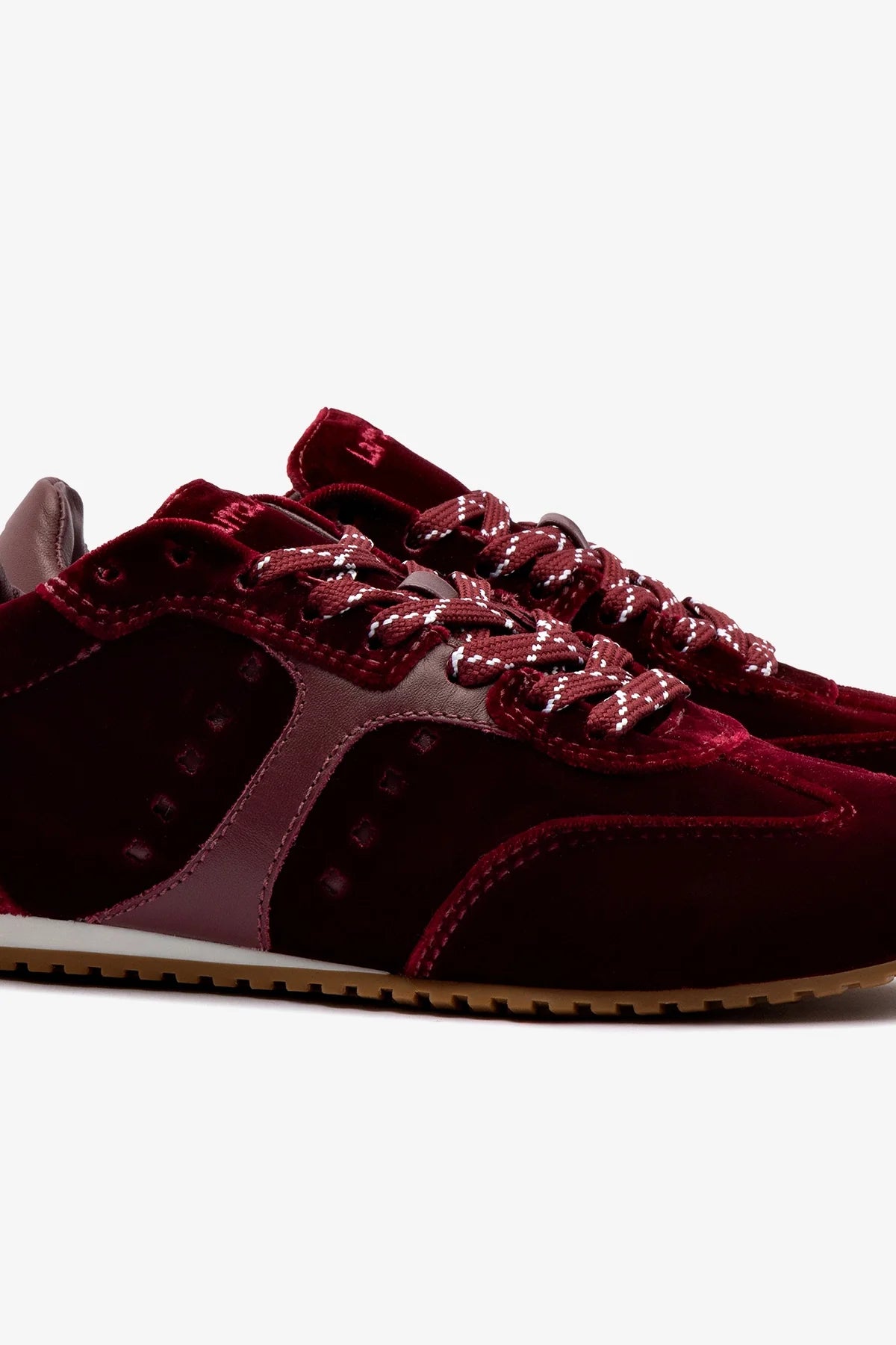 Stella Sneaker In Wine Velvet
