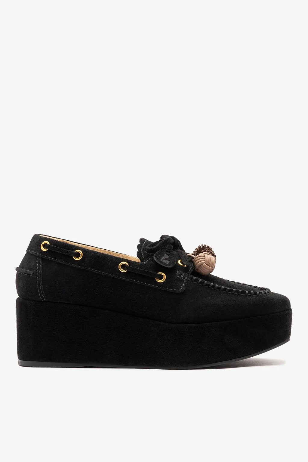 Cyprus Flatform Black Suede