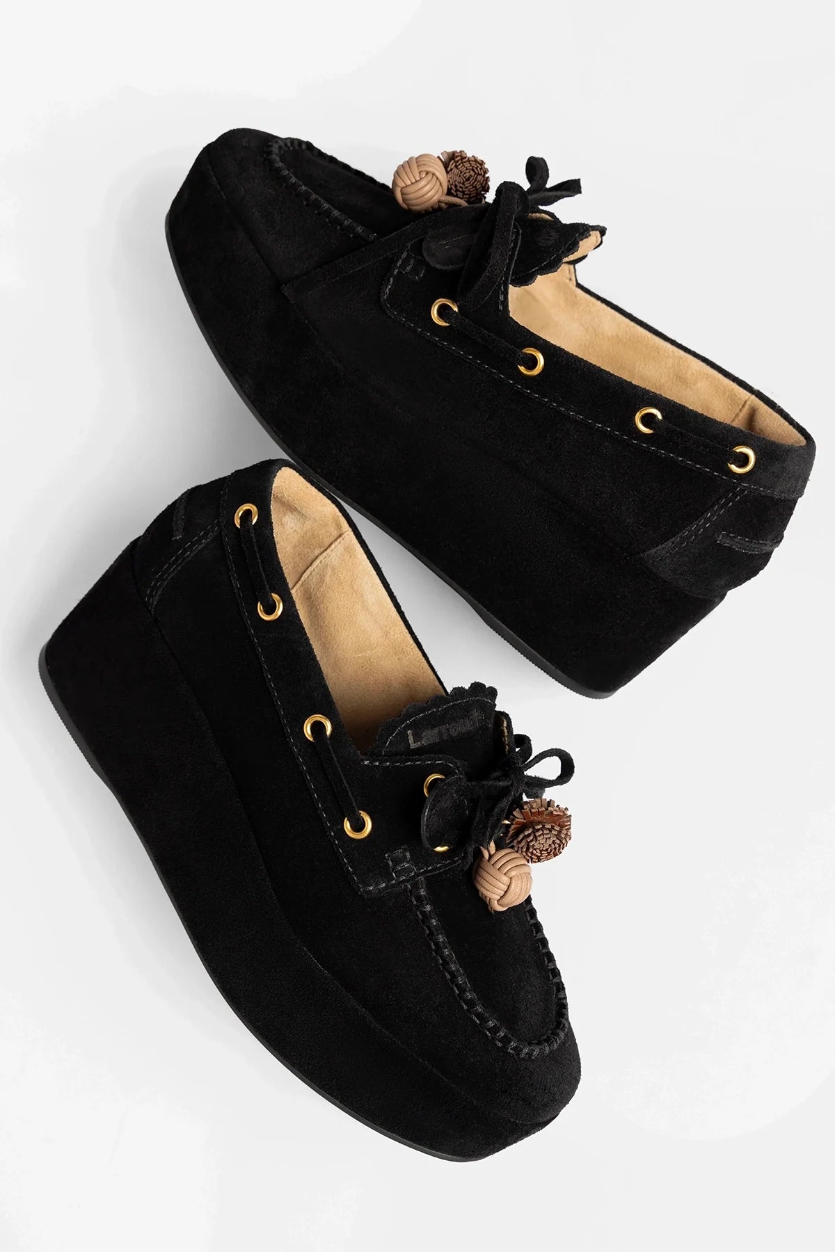 Cyprus Flatform Black Suede