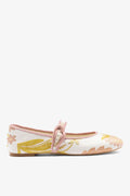 Larroudé by Markarian: Verona Ballet Flat Mist Floral Brocade