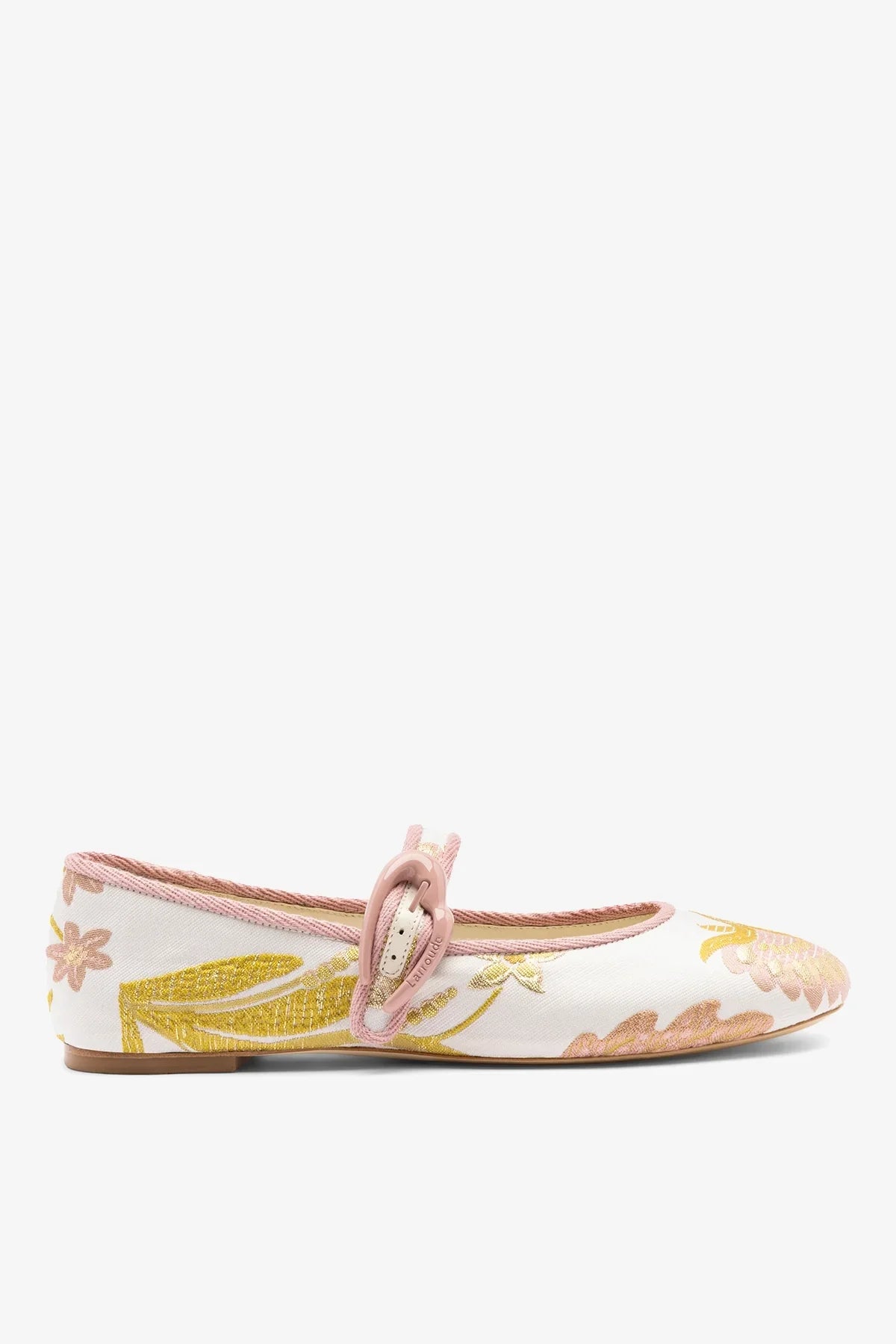 Larroudé by Markarian: Verona Ballet Flat Mist Floral Brocade