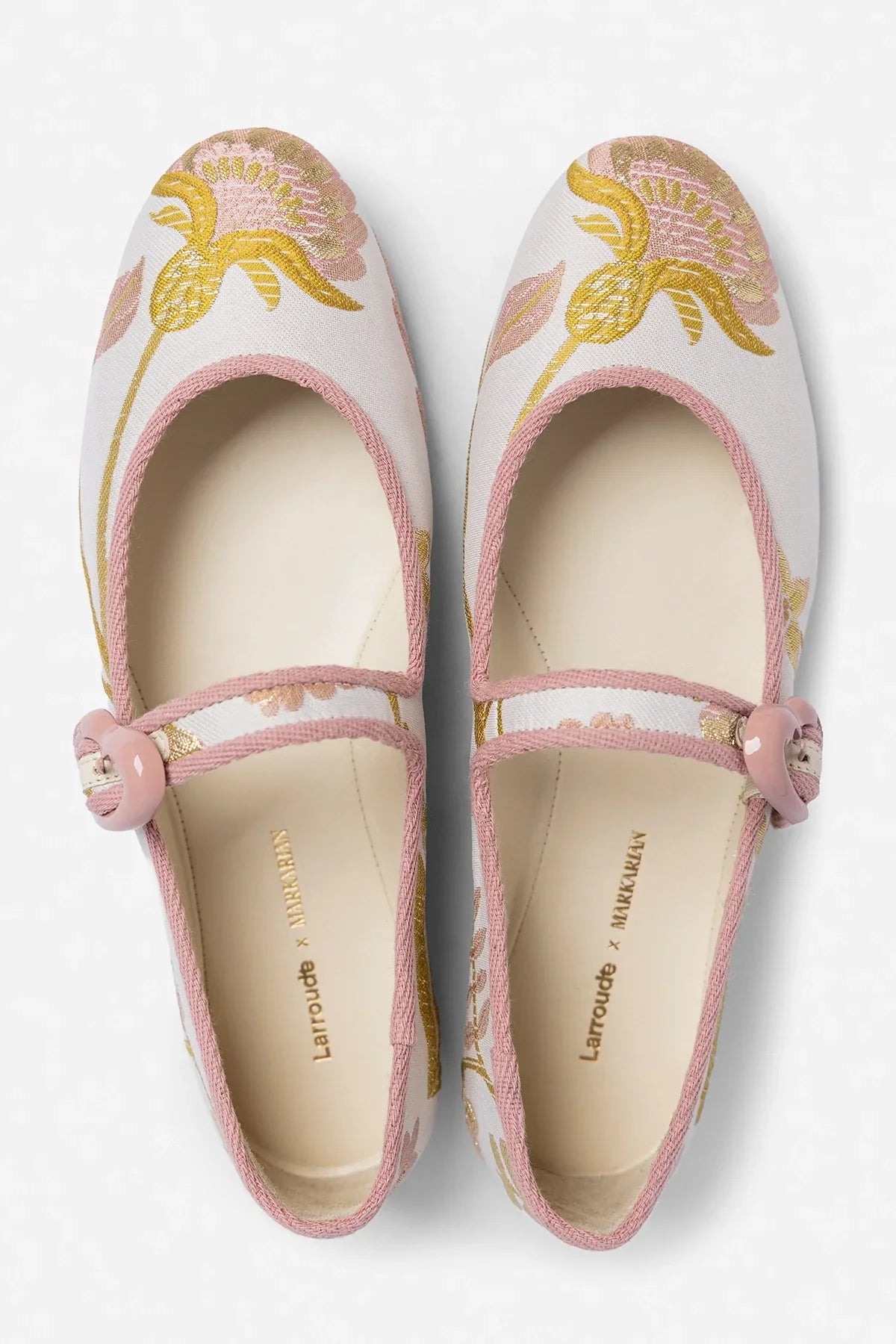 Larroudé by Markarian: Verona Ballet Flat Mist Floral Brocade