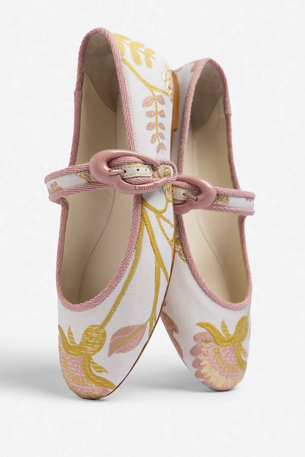 Larroudé by Markarian: Verona Ballet Flat Mist Floral Brocade