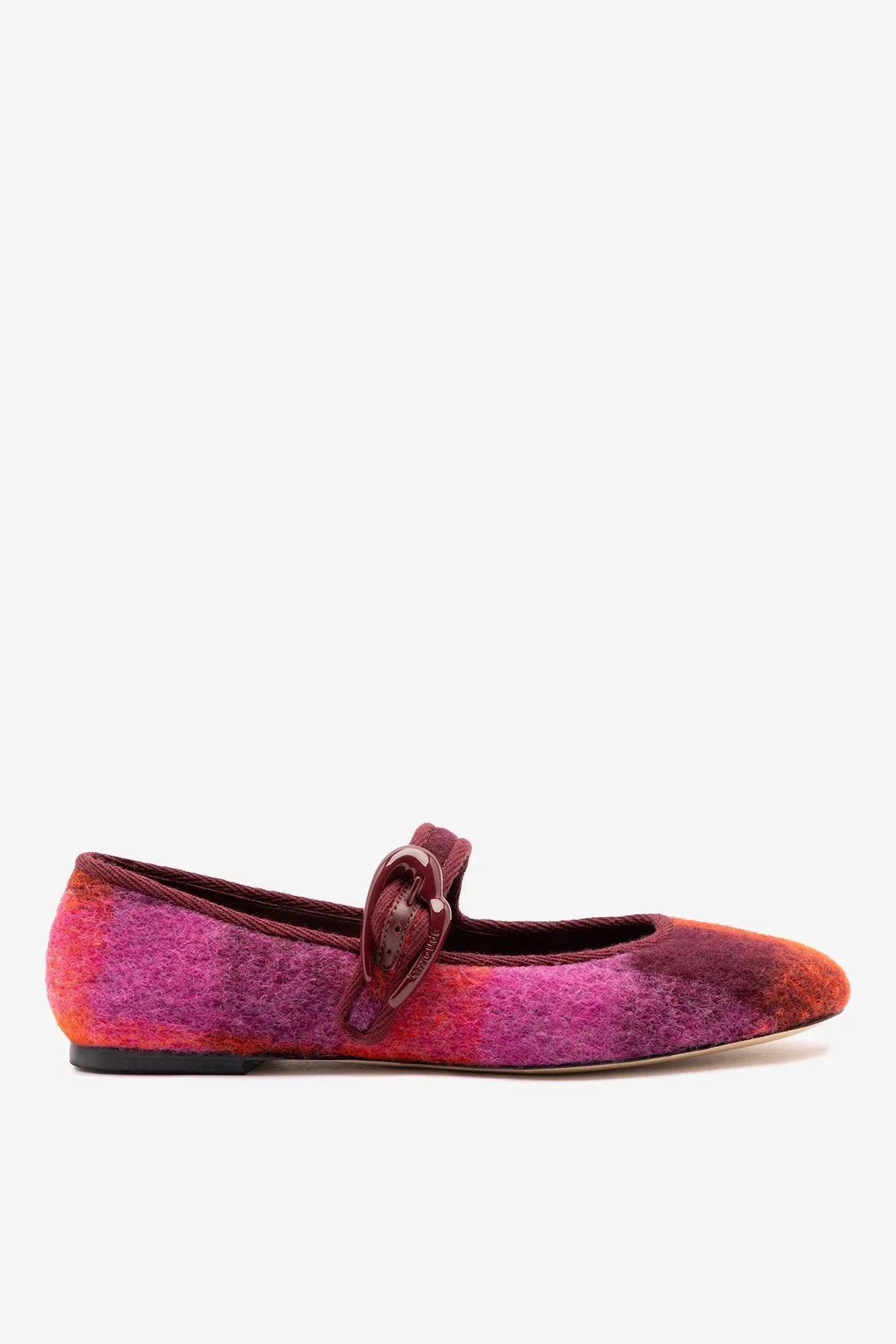Verona Ballet Flat Plum Printed Felt