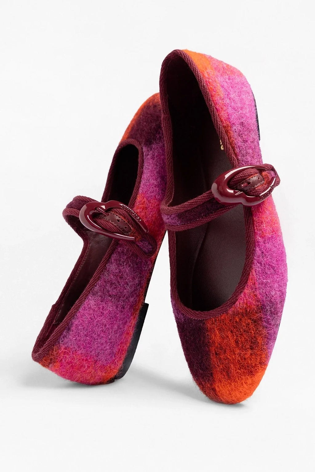 Verona Ballet Flat Plum Printed Felt