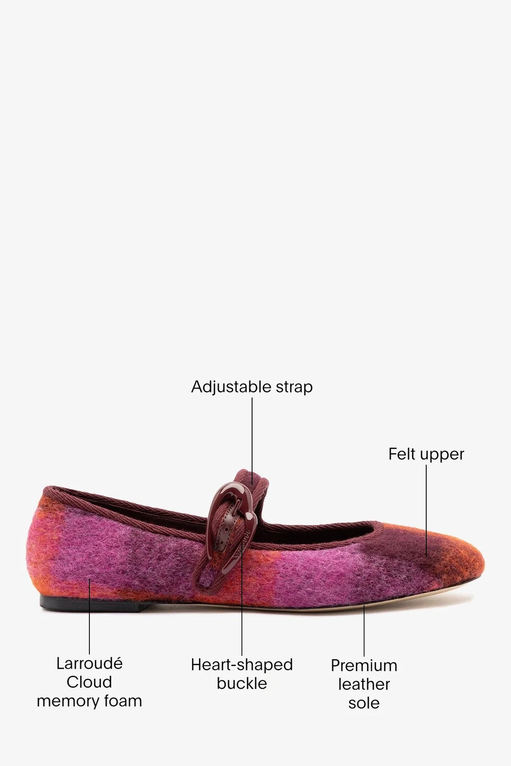 Verona Ballet Flat Plum Printed Felt