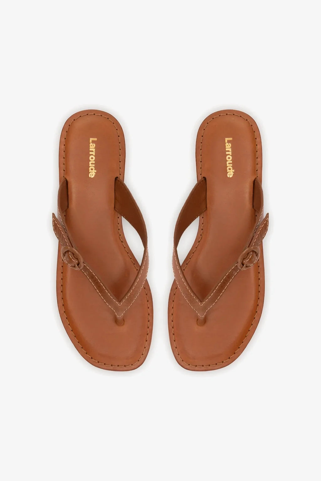 Mary Kate Flat Sandal In Caramel Leather