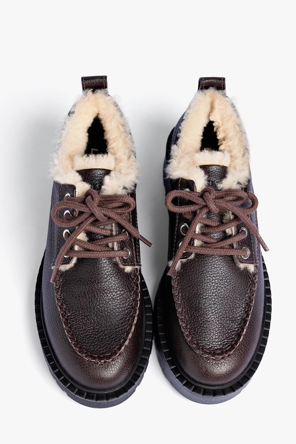 London Shearling Lace Up Loafer Brown Leather