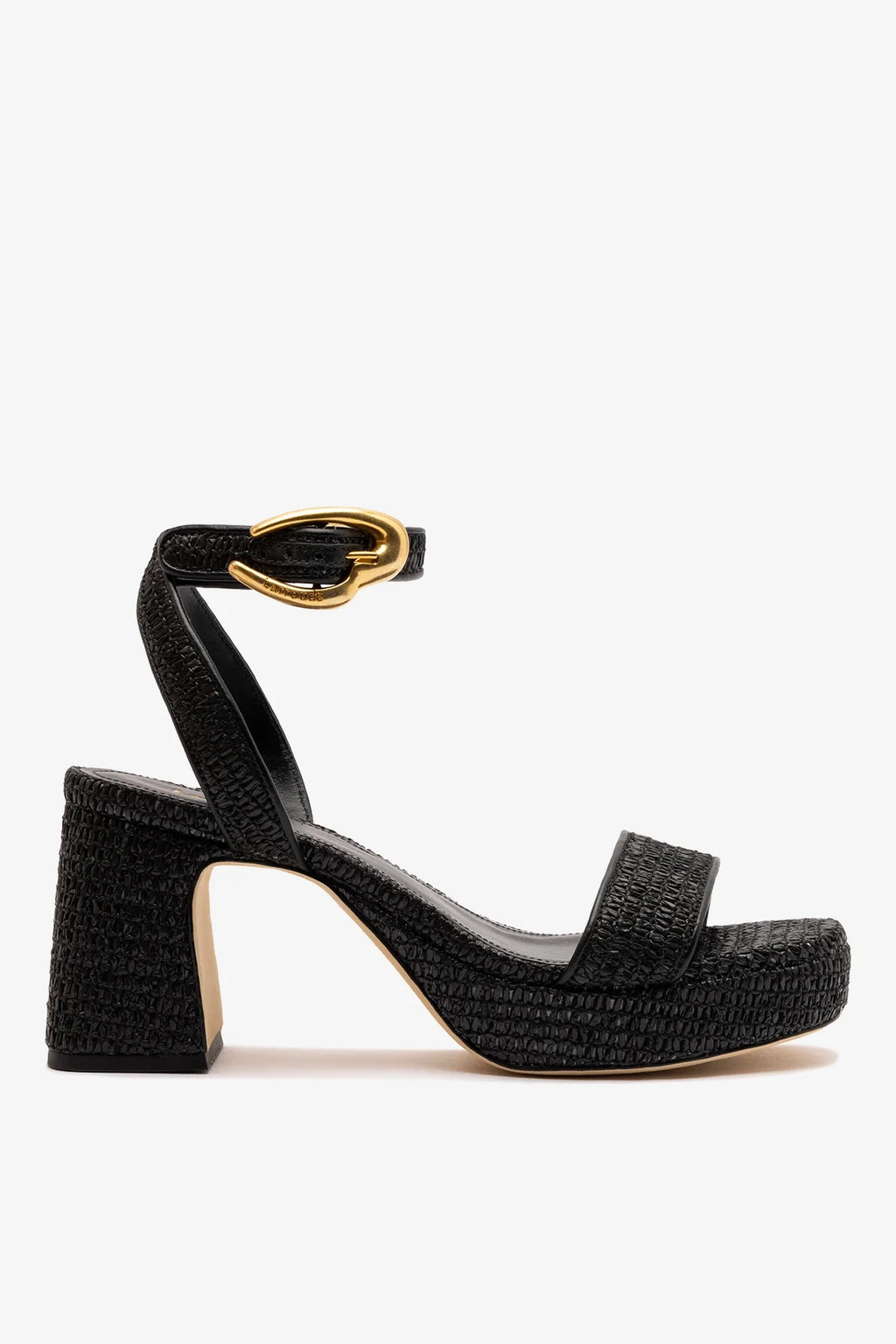 Dolly Verona Low Platform Sandal Black Raffia