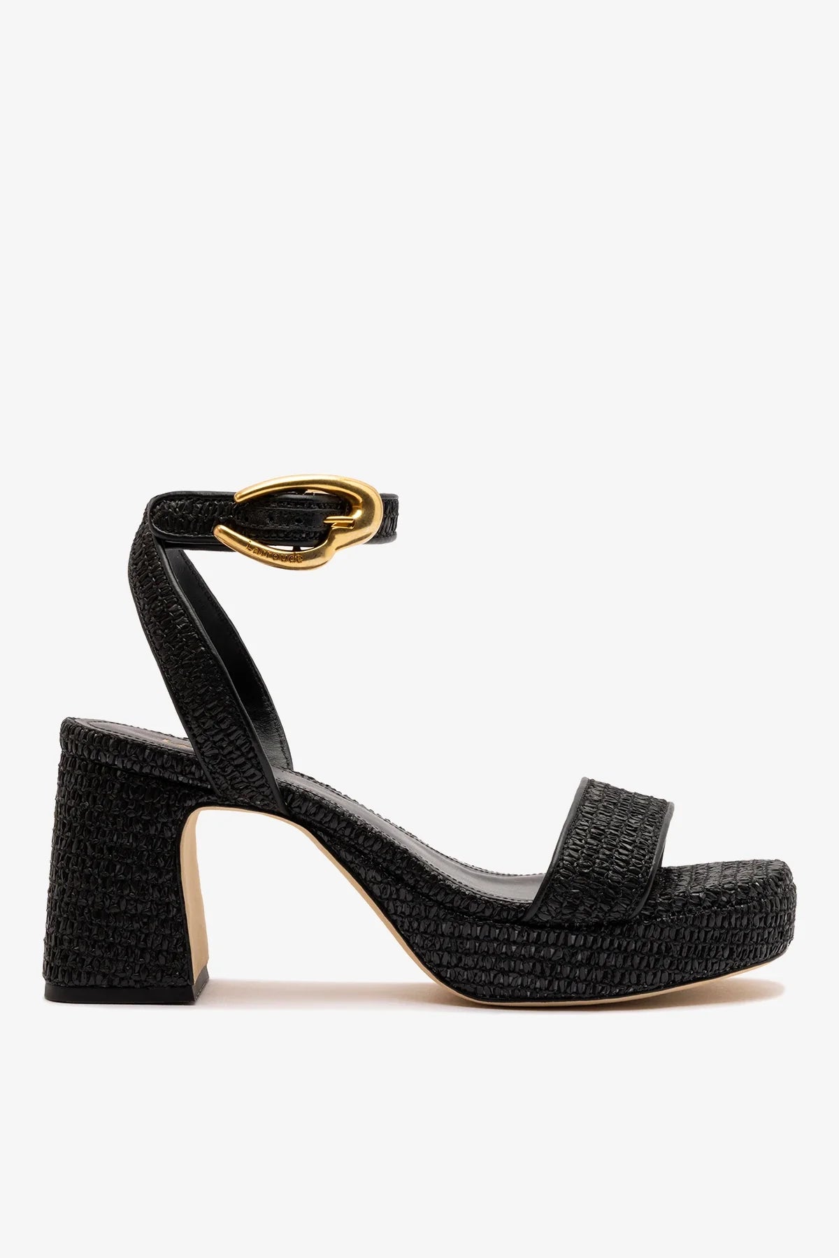 Dolly Verona Low Platform Sandal Black Raffia