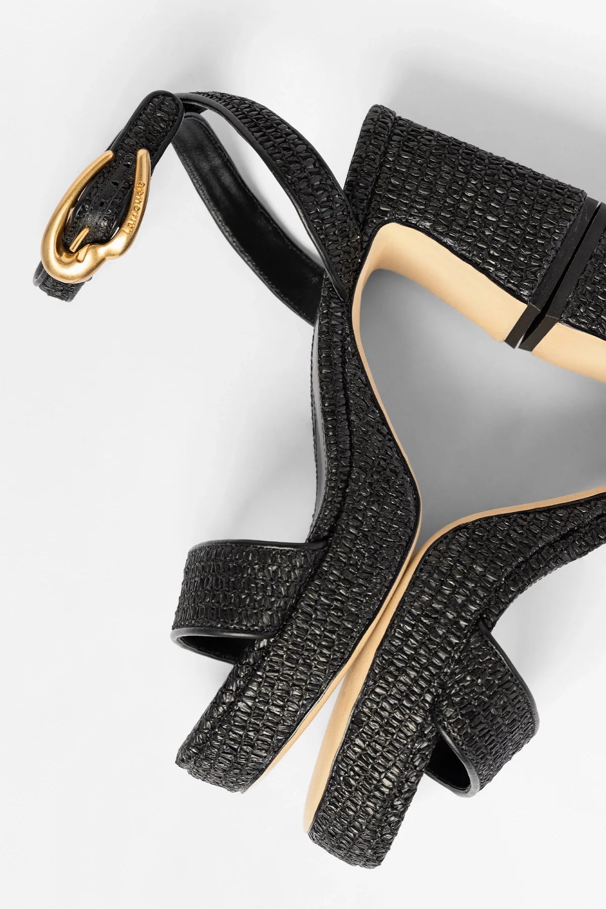 Dolly Verona Low Platform Sandal Black Raffia