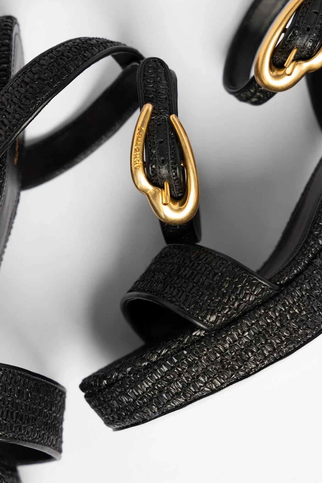 Dolly Verona Low Platform Sandal Black Raffia