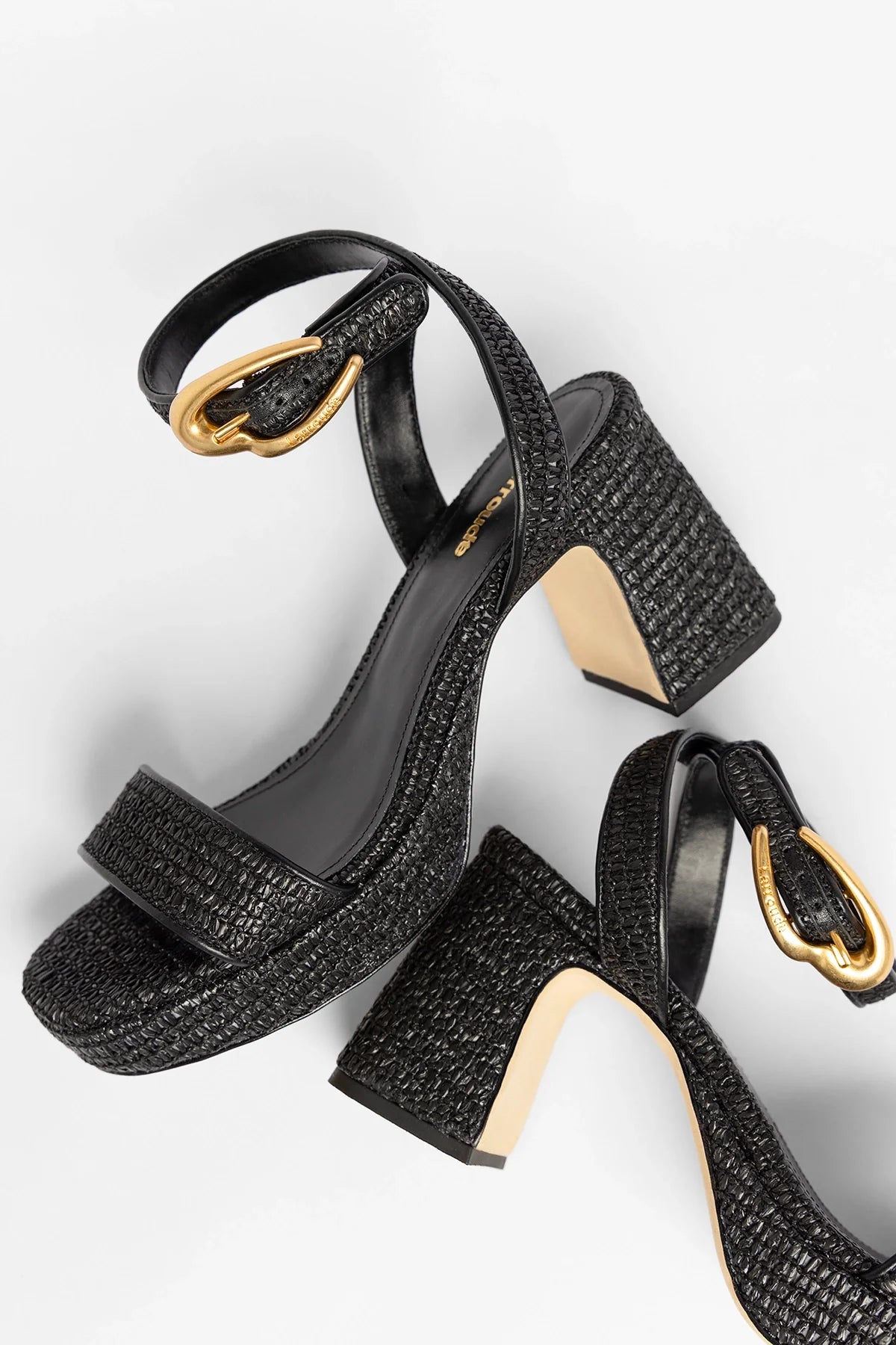 Dolly Verona Low Platform Sandal Black Raffia