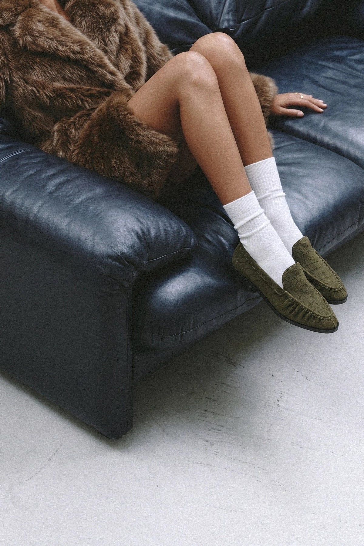 Margaux Loafer Olive Croco Suede