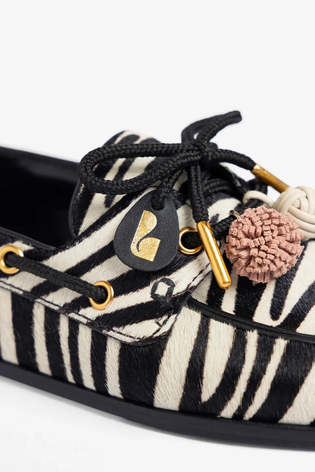Cyprus Boat Shoe Zebra Hair Leather