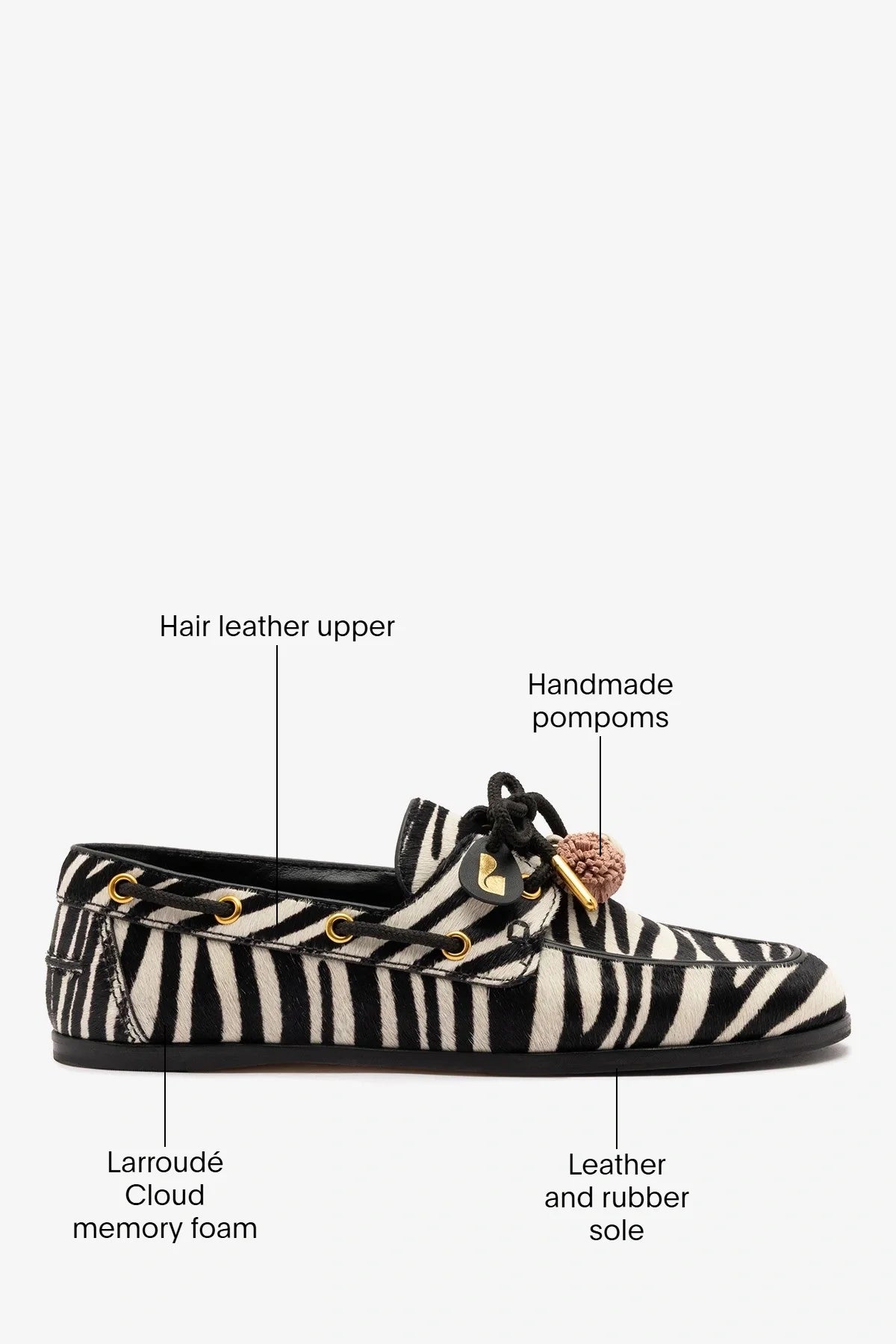 Cyprus Boat Shoe Zebra Hair Leather