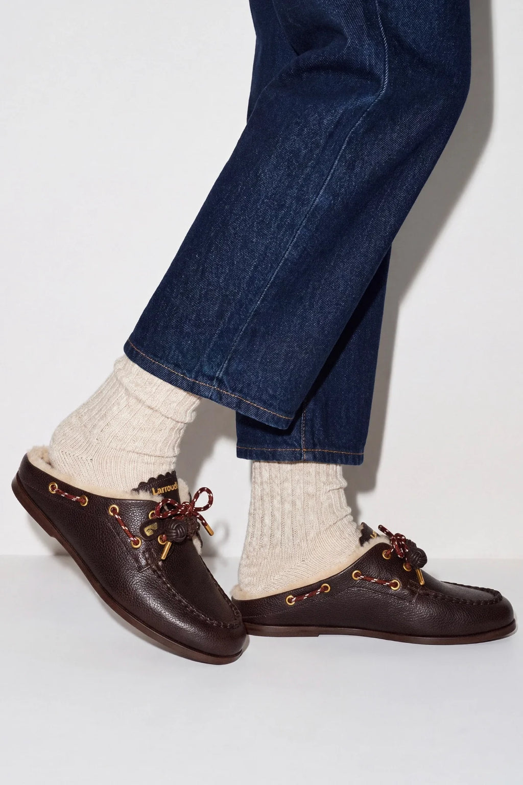 Cyprus Shearling Mule Brown Leather