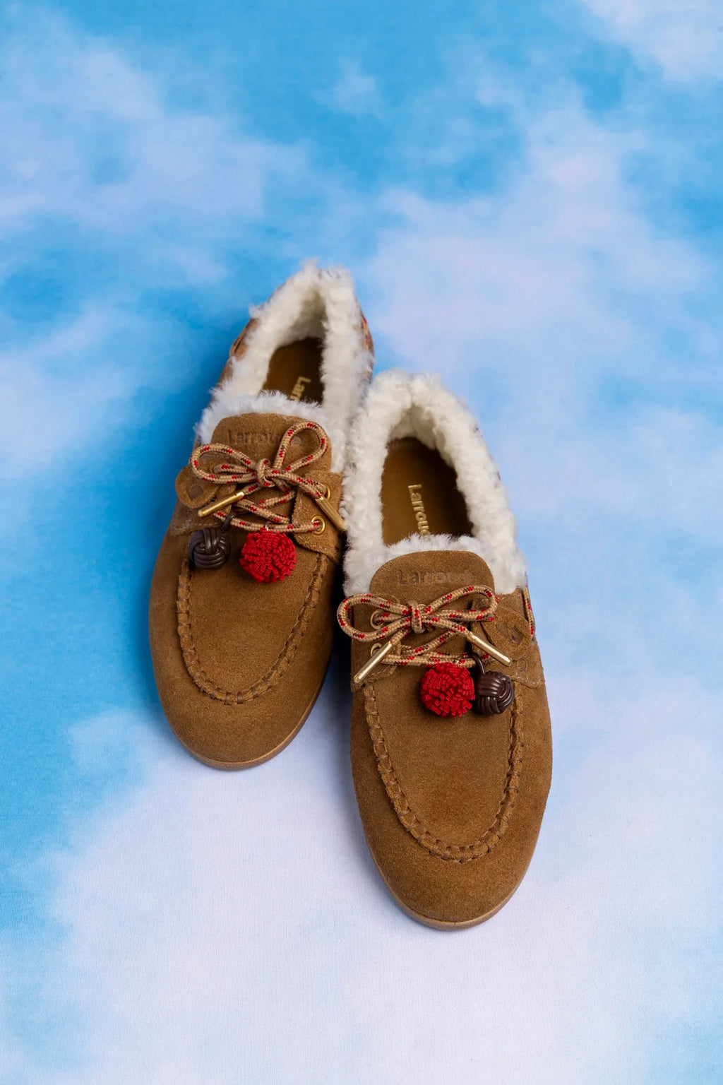 Cyprus Boat Shoe In Russet Suede and Natural Shearling