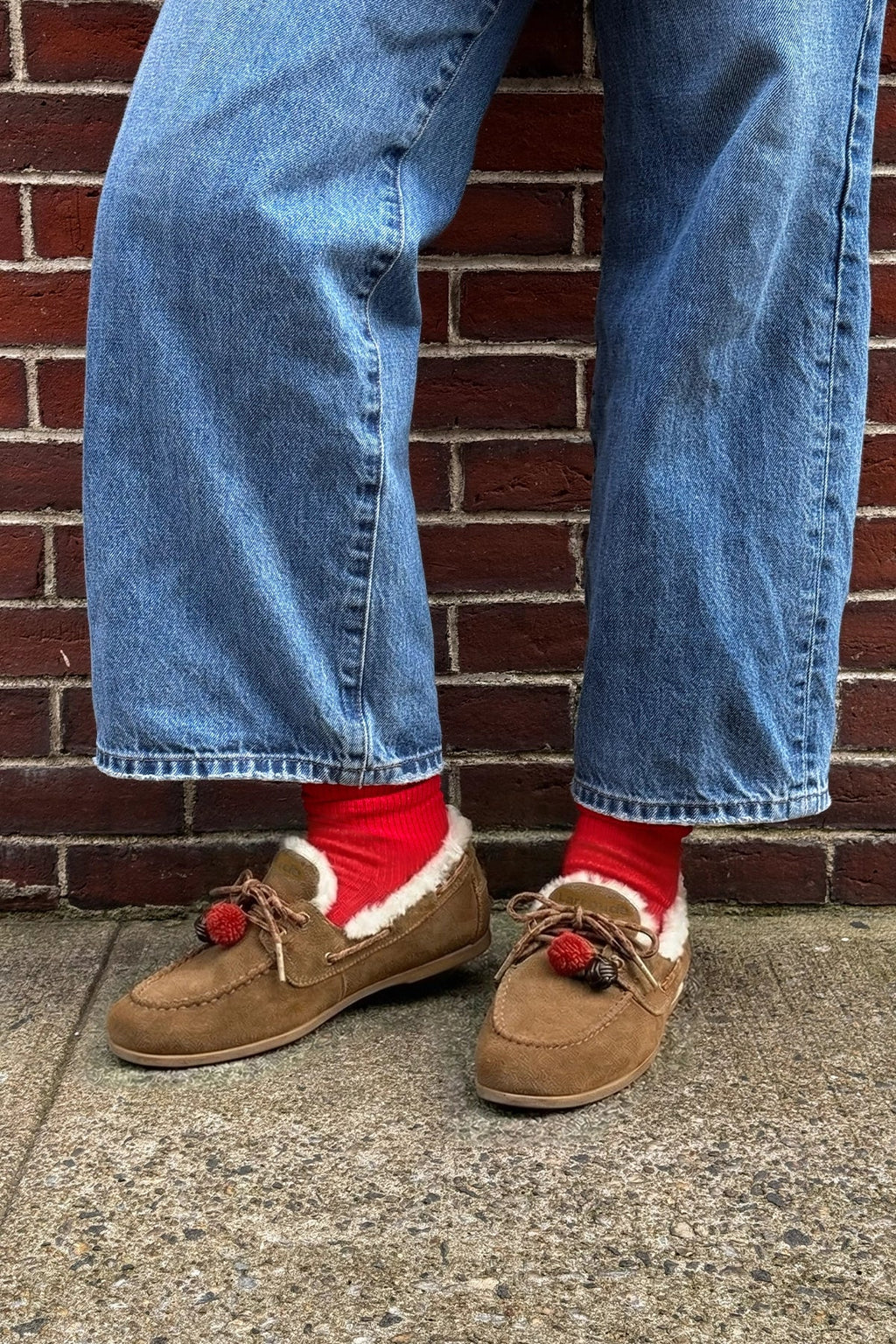 Cyprus Boat Shoe In Russet Suede and Natural Shearling