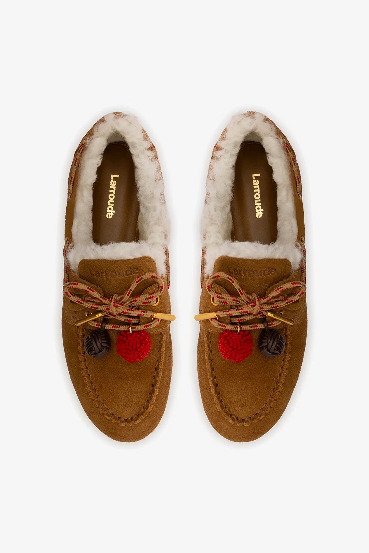 Cyprus Boat Shoe In Russet Suede and Natural Shearling
