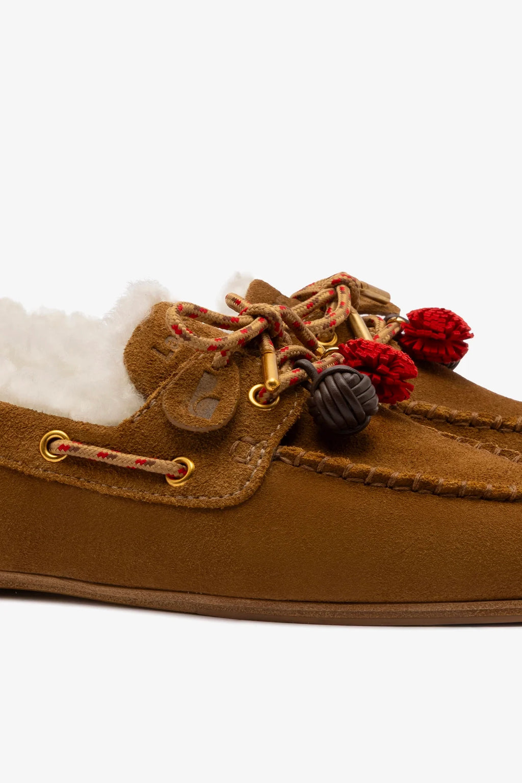 Cyprus Boat Shoe In Russet Suede and Natural Shearling