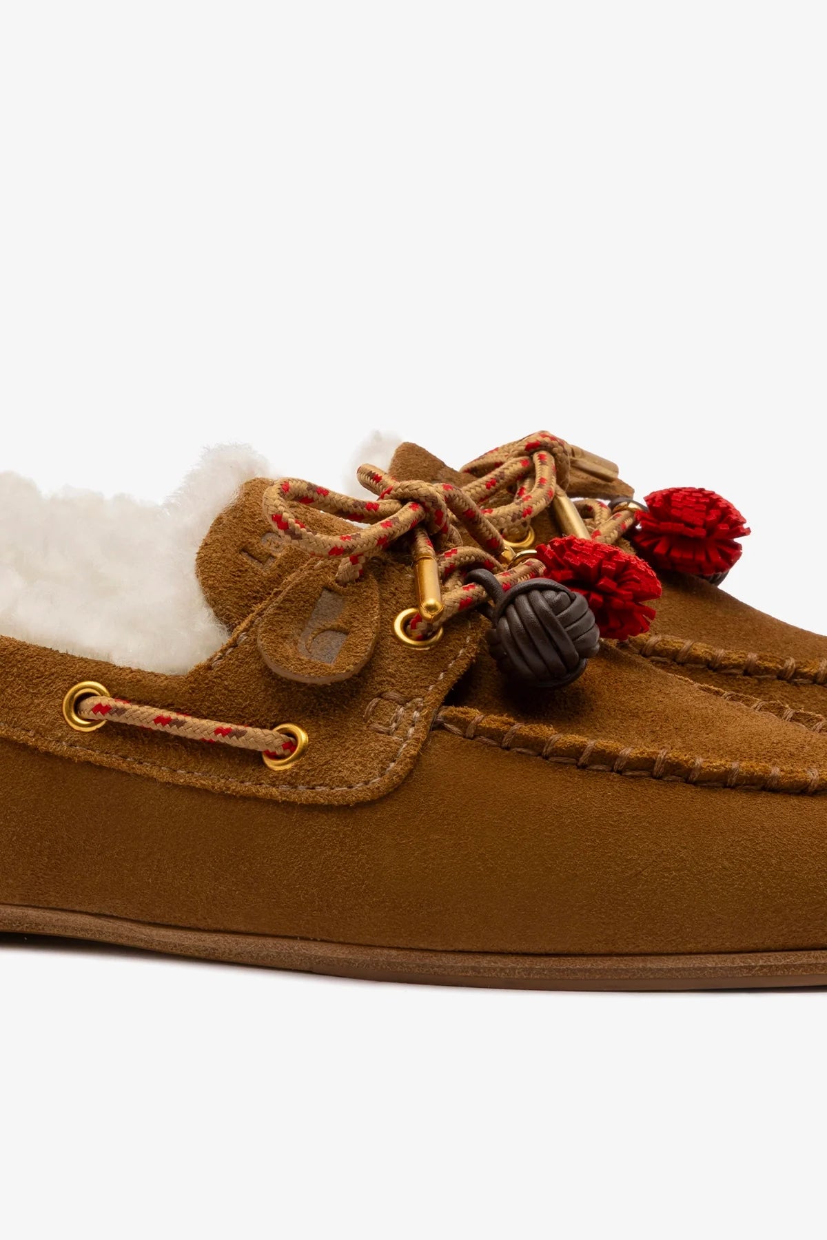 Cyprus Boat Shoe In Russet Suede and Natural Shearling