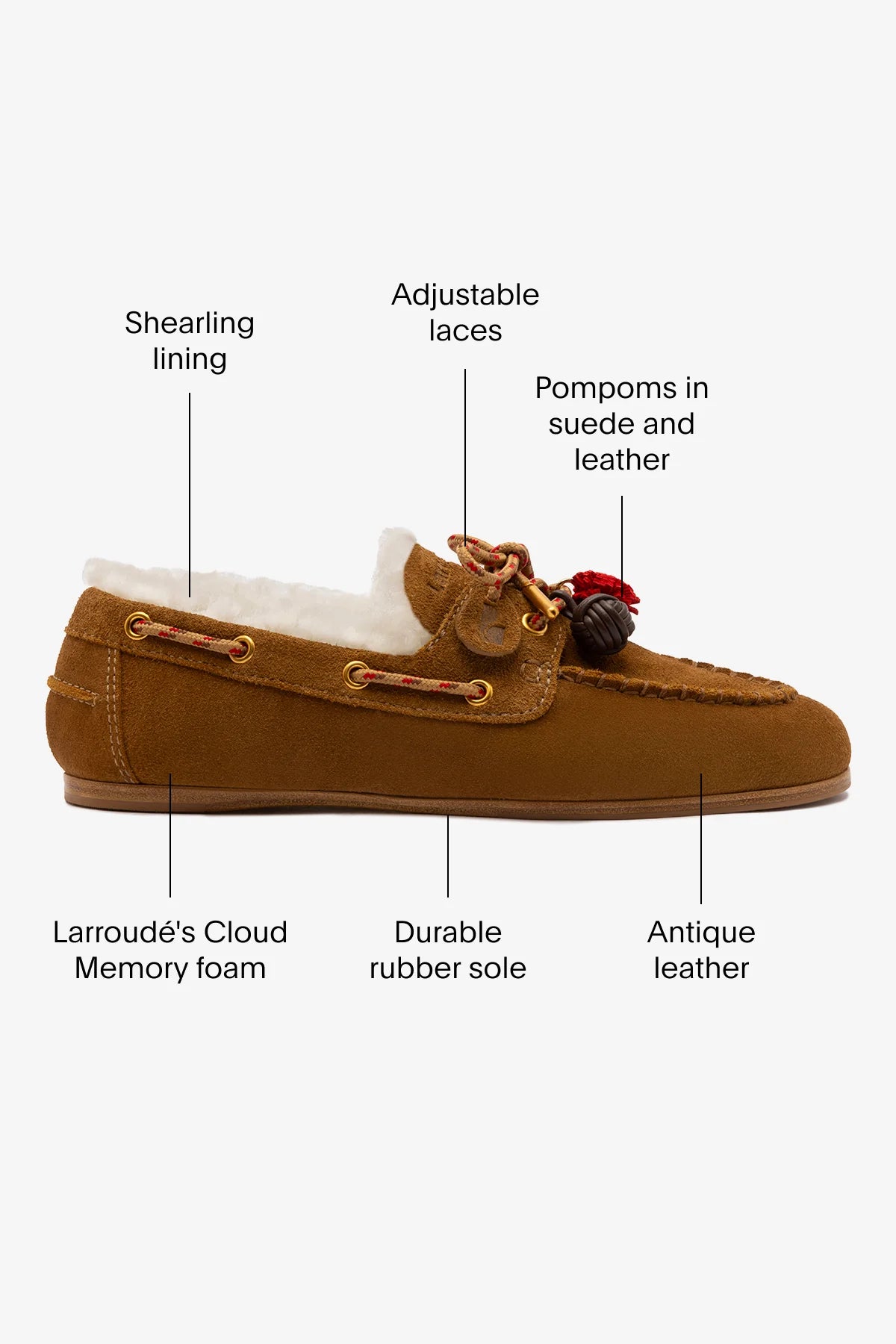 Cyprus Boat Shoe In Russet Suede and Natural Shearling