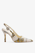 Larroudé by Markarian: Carine Pump Gold Floral Jacquard
