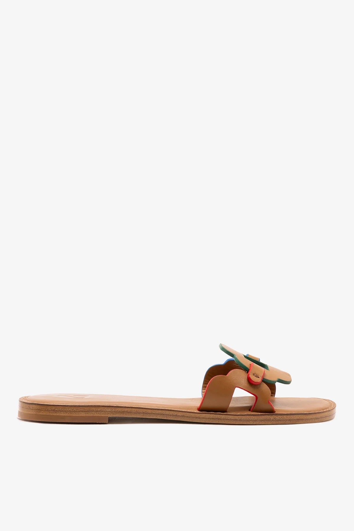 Margherita Slide In Caramel Leather