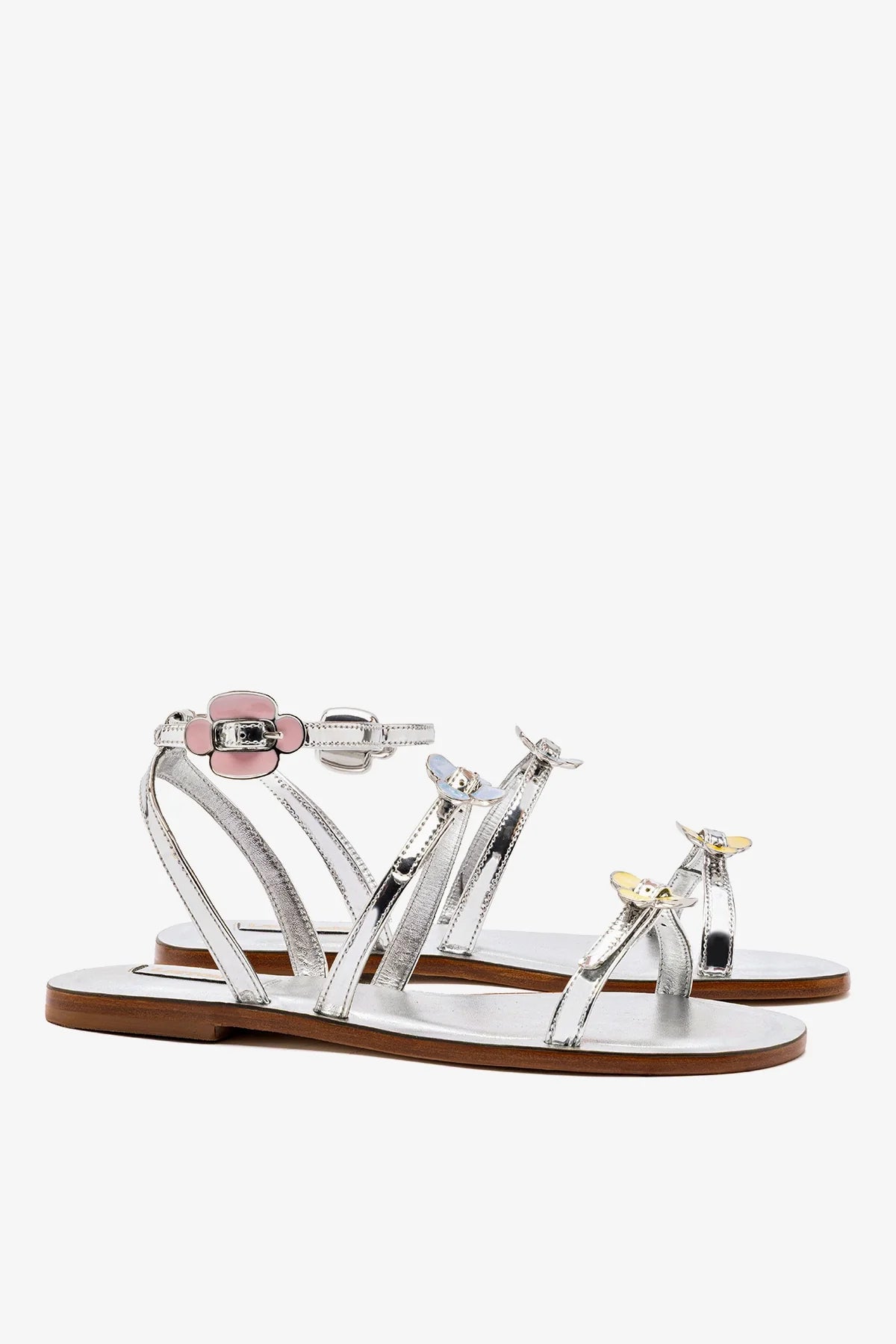 Tinx Flat Sandal In Silver Specchio