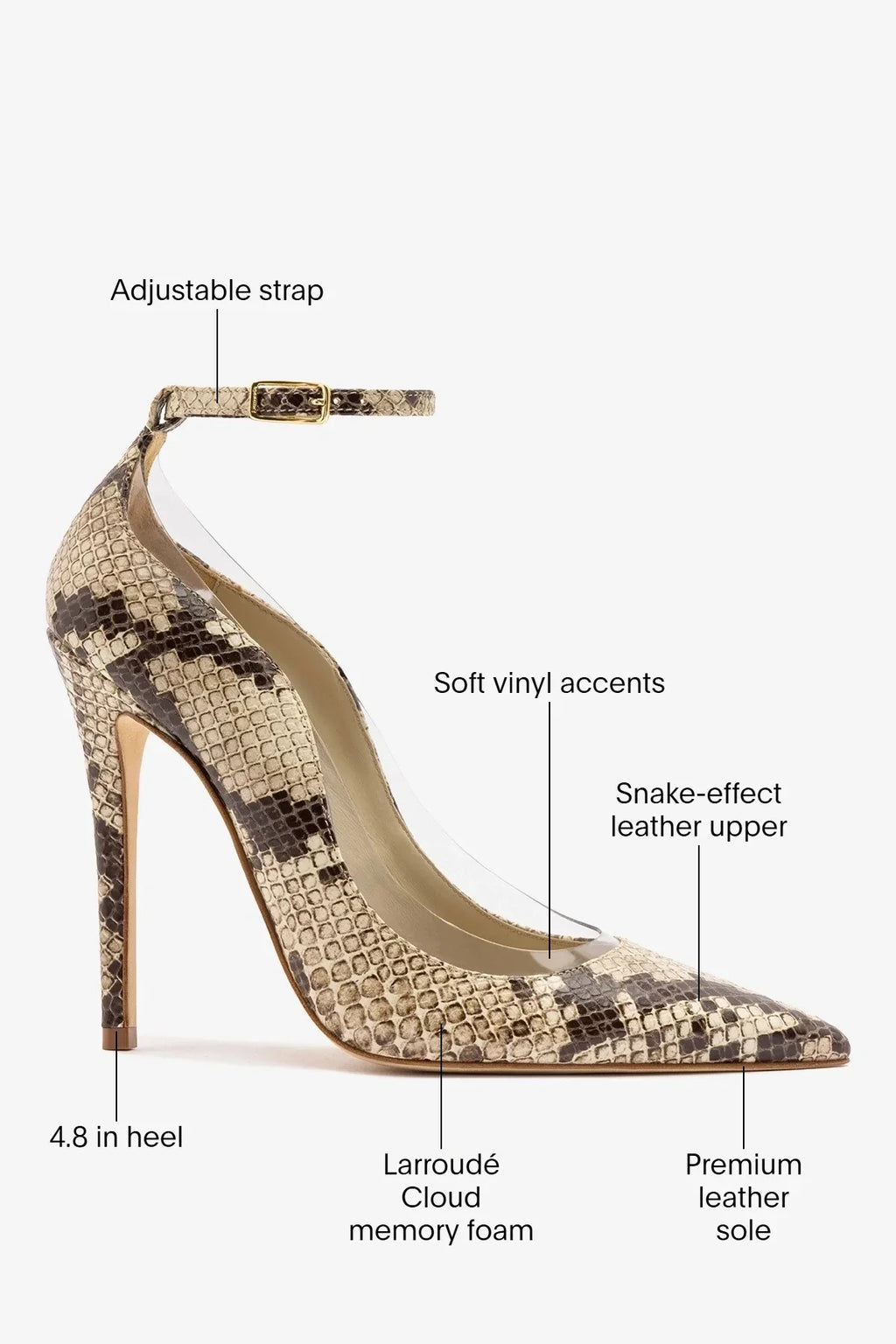 Larroudé by Sergio Hudson: Tahleya Pump Beige Snake Leather