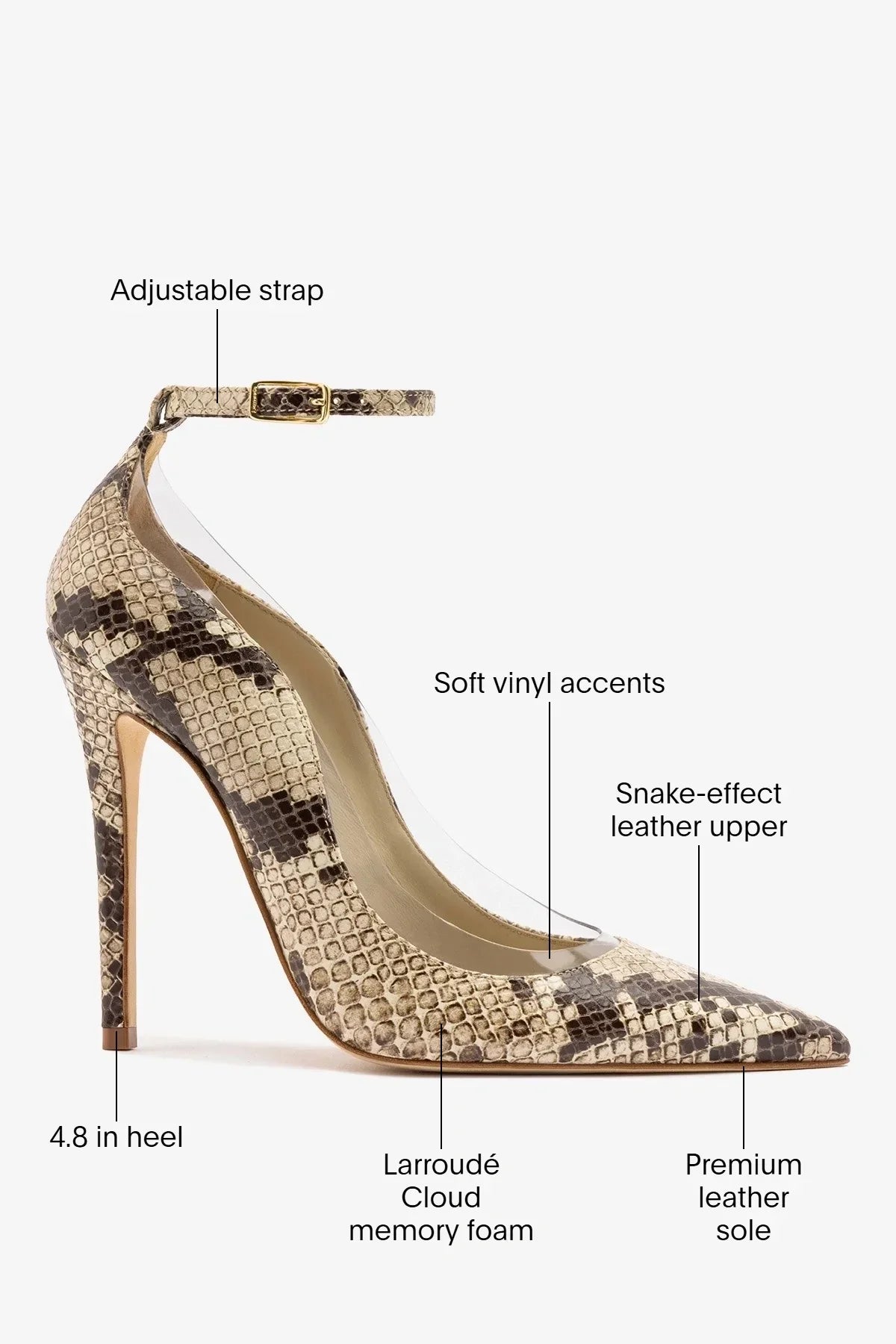 Larroudé by Sergio Hudson: Tahleya Pump Beige Snake Leather