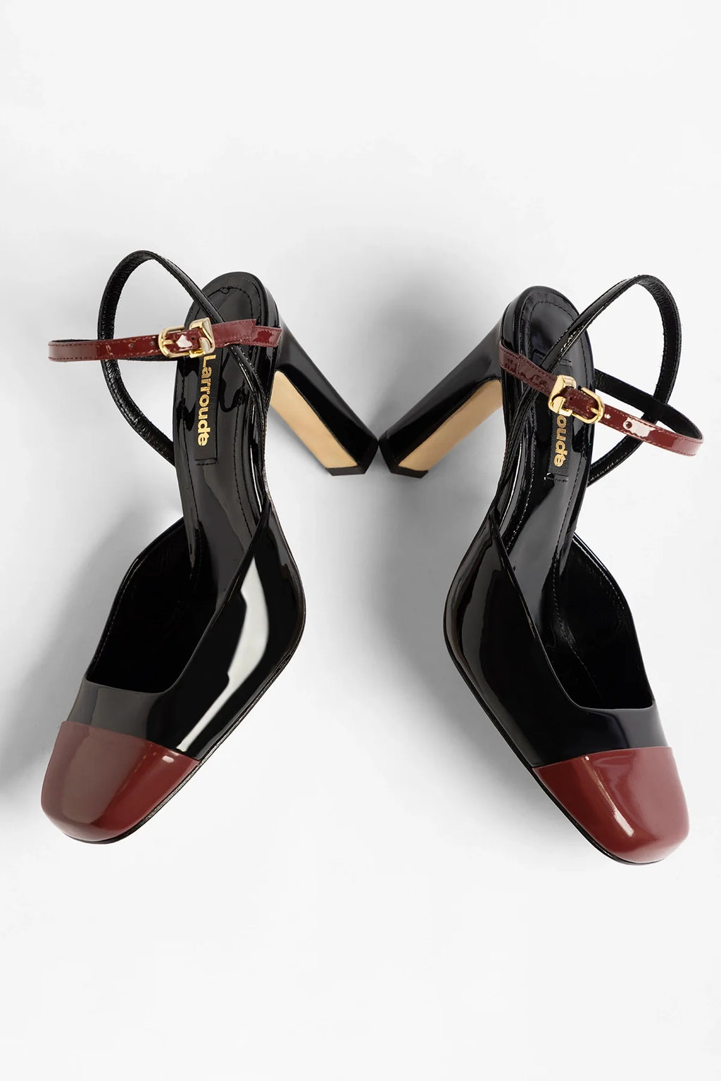 Sabine Pump Black and Burgundy Patent Leather